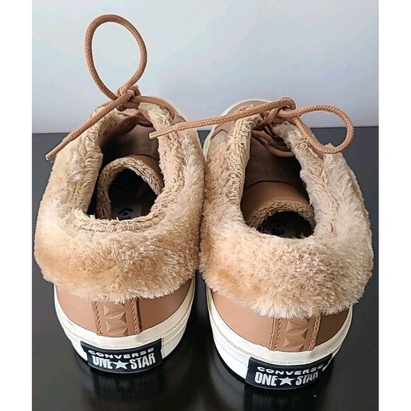 NWOB Converse Unisex One Star Tan Leather Fur Fleece Ox Jack Purcell M-7 W-9 - Picture 5 of 9